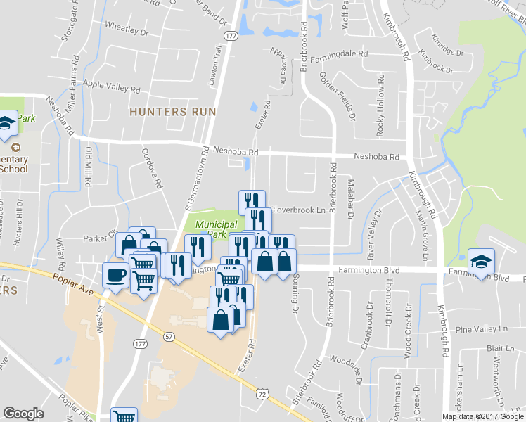 map of restaurants, bars, coffee shops, grocery stores, and more near 1855 Boulinwood Lane in Germantown