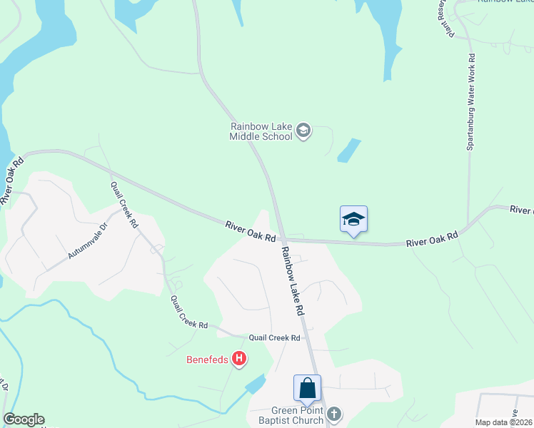 map of restaurants, bars, coffee shops, grocery stores, and more near 1907 Riveroak Road in Chesnee