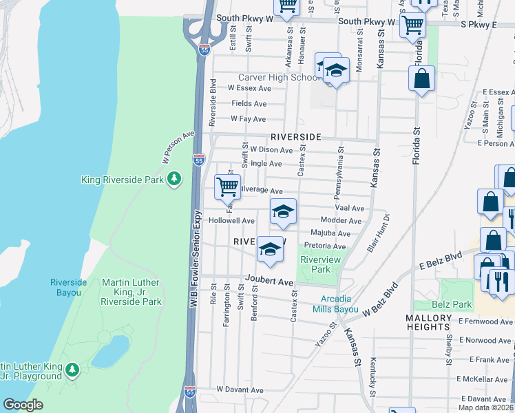 map of restaurants, bars, coffee shops, grocery stores, and more near 1797 Bismark Street in Memphis