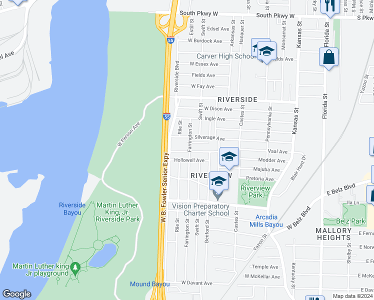 map of restaurants, bars, coffee shops, grocery stores, and more near 370 Modder Avenue in Memphis