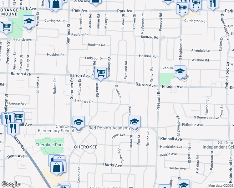 map of restaurants, bars, coffee shops, grocery stores, and more near 1217 South Greer Street in Memphis