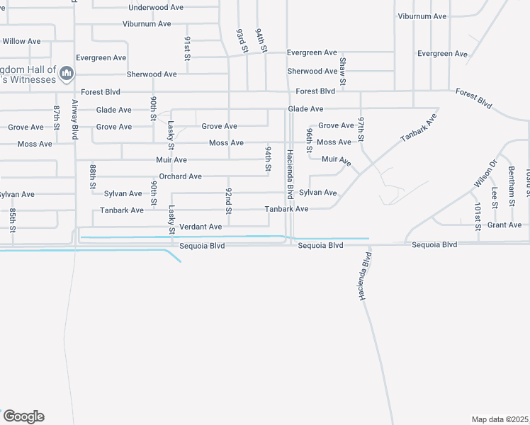 map of restaurants, bars, coffee shops, grocery stores, and more near Tanbark Avenue in California City