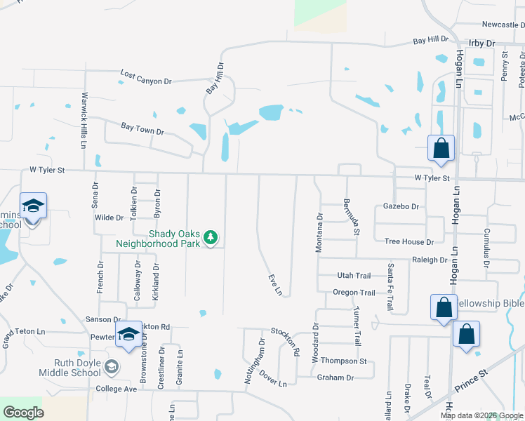 map of restaurants, bars, coffee shops, grocery stores, and more near 109 Eve Lane in Conway