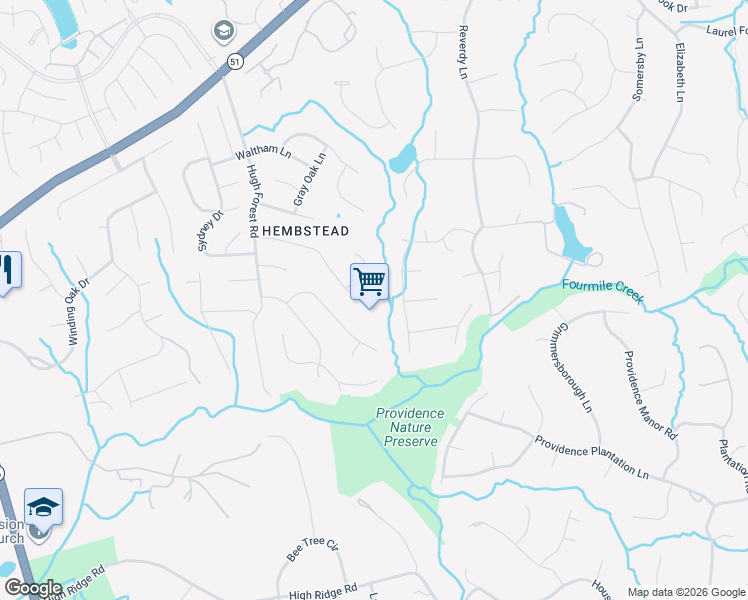 map of restaurants, bars, coffee shops, grocery stores, and more near 1808 Kilmonack Ln in Charlotte