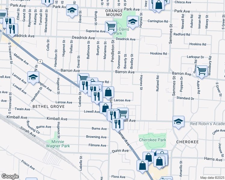 map of restaurants, bars, coffee shops, grocery stores, and more near 1702 Pendleton Street in Memphis