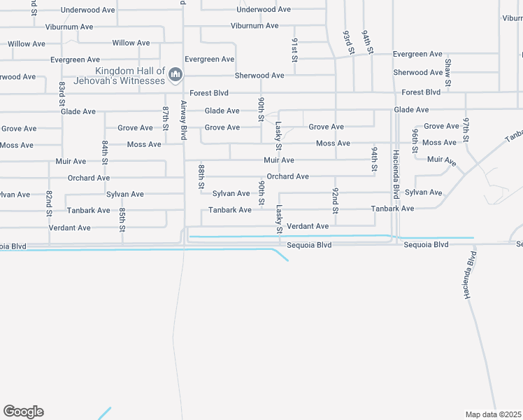 map of restaurants, bars, coffee shops, grocery stores, and more near Tanbark Avenue in California City