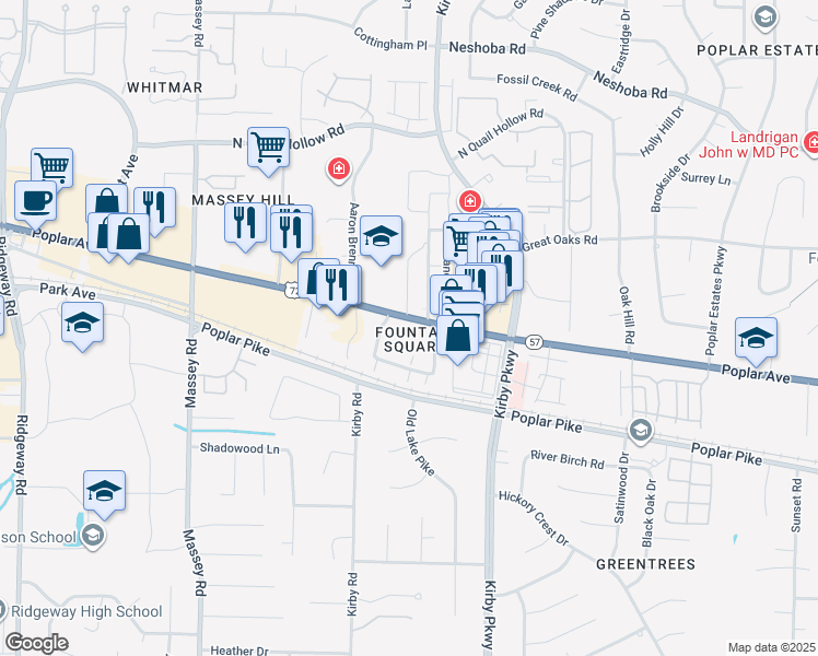 map of restaurants, bars, coffee shops, grocery stores, and more near 1855 Poplar Woods Circle West in Germantown