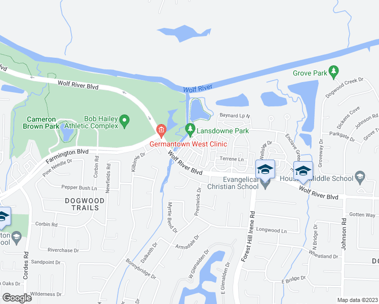 map of restaurants, bars, coffee shops, grocery stores, and more near 1991 East Arden Oaks Drive in Germantown