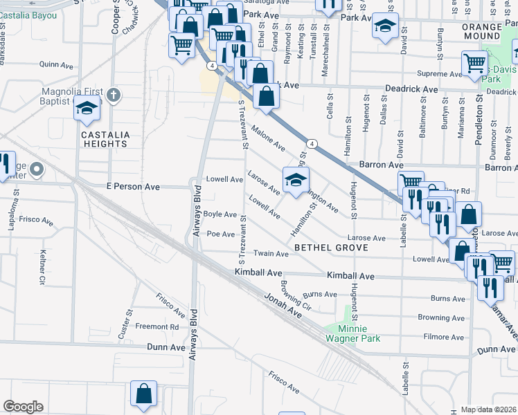 map of restaurants, bars, coffee shops, grocery stores, and more near 2391 Lowell Avenue in Memphis