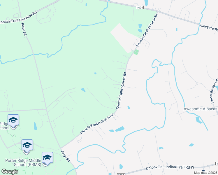 map of restaurants, bars, coffee shops, grocery stores, and more near 5209 Friendly Baptist Church Road in Indian Trail