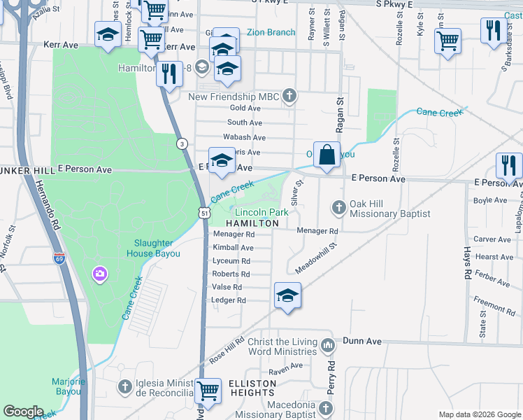 map of restaurants, bars, coffee shops, grocery stores, and more near 1432 Menager Road in Memphis