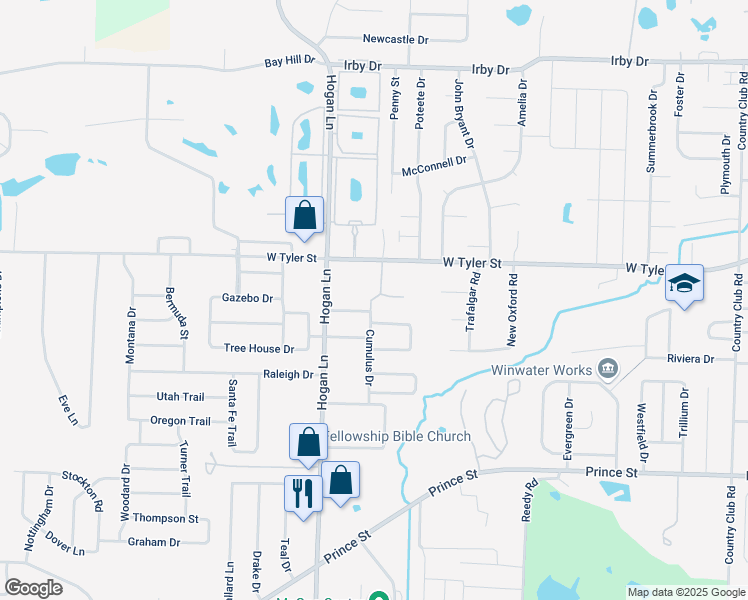 map of restaurants, bars, coffee shops, grocery stores, and more near 1310 West Plains Drive in Conway