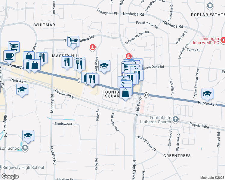map of restaurants, bars, coffee shops, grocery stores, and more near 1855 Poplar Woods Circle West in Germantown