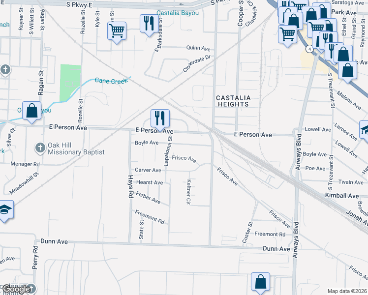 map of restaurants, bars, coffee shops, grocery stores, and more near 1970 Frisco Avenue in Memphis