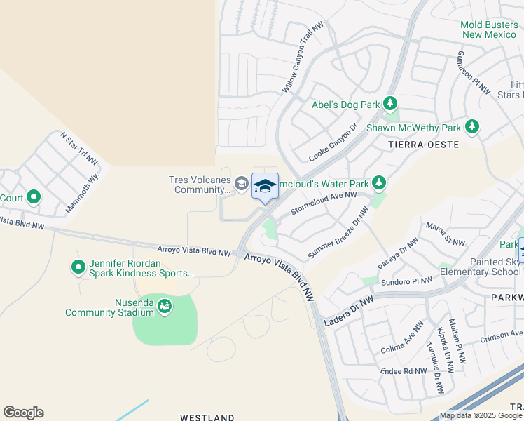 map of restaurants, bars, coffee shops, grocery stores, and more near 9601 Tierra Pintada Boulevard Northwest in Albuquerque