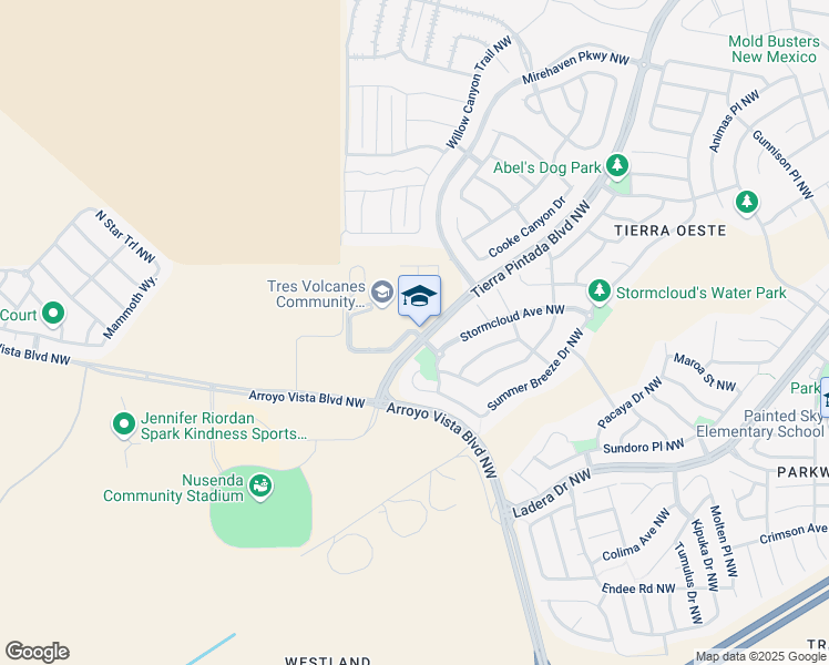 map of restaurants, bars, coffee shops, grocery stores, and more near 99999 Stormcloud Avenue Northwest in Albuquerque