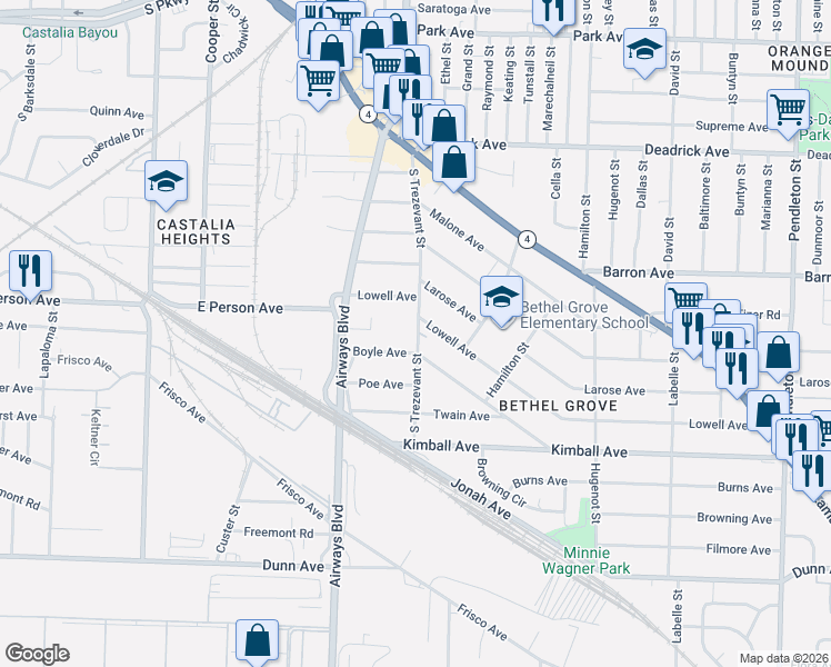 map of restaurants, bars, coffee shops, grocery stores, and more near 2342 Boyle Avenue in Memphis