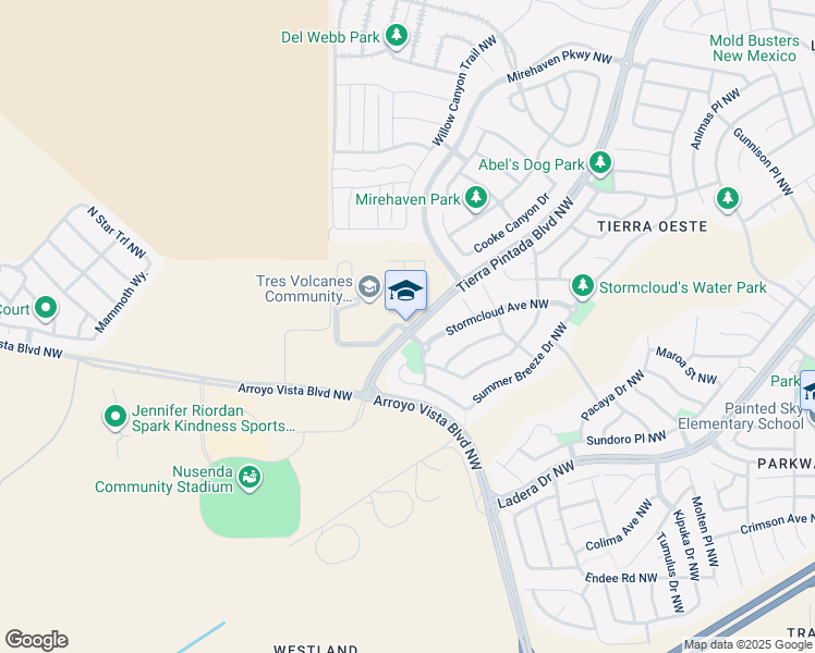 map of restaurants, bars, coffee shops, grocery stores, and more near 9601 Tierra Pintada Boulevard Northwest in Albuquerque