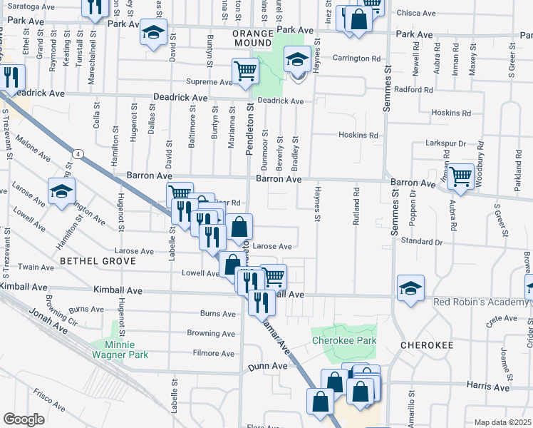 map of restaurants, bars, coffee shops, grocery stores, and more near 2815 South Dunmoor Street in Memphis