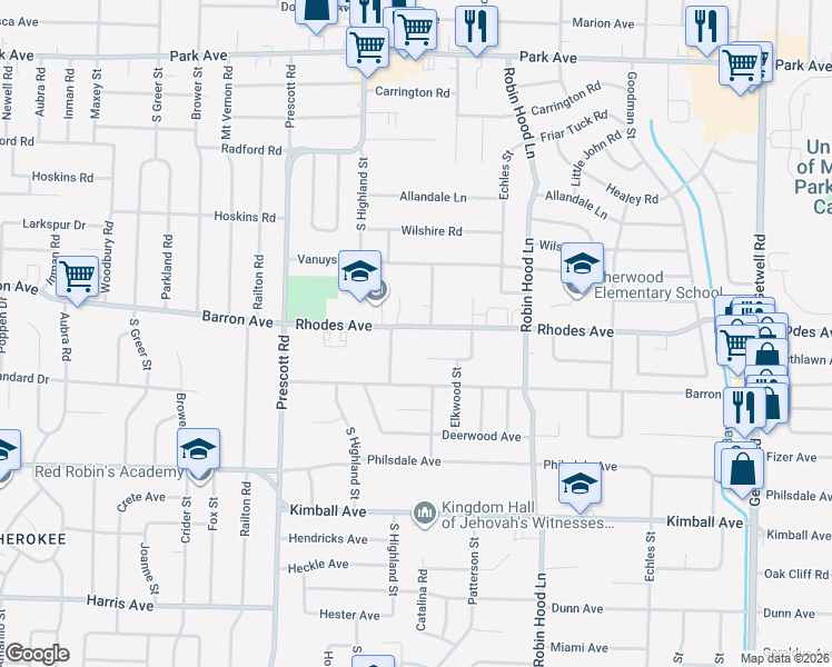 map of restaurants, bars, coffee shops, grocery stores, and more near 1218 Minor Street in Memphis