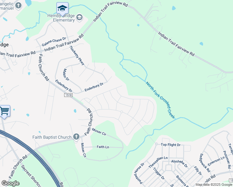 map of restaurants, bars, coffee shops, grocery stores, and more near 1016 Laggan Lane in Indian Trail