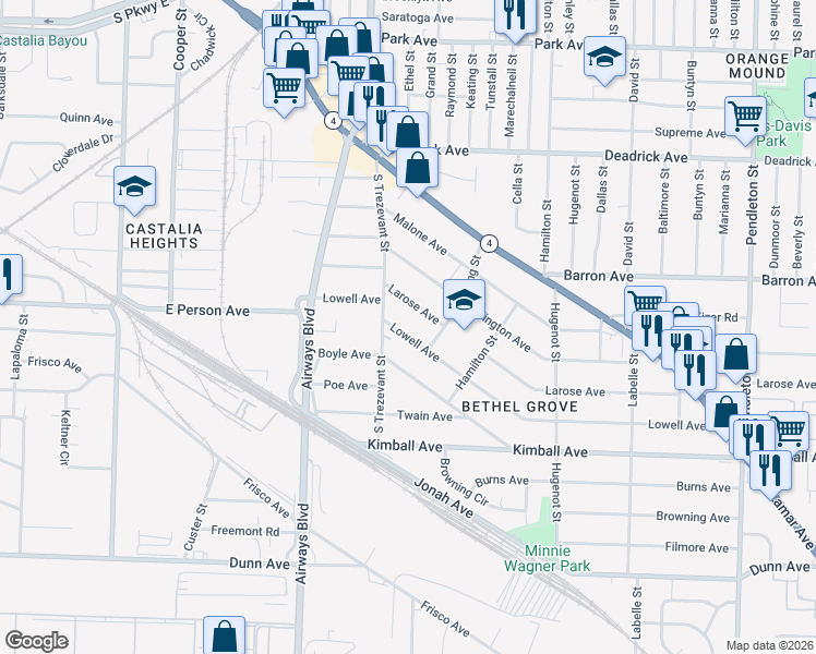 map of restaurants, bars, coffee shops, grocery stores, and more near 2391 Lowell Avenue in Memphis