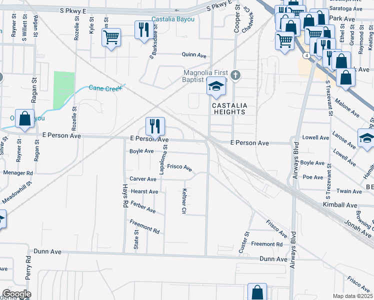 map of restaurants, bars, coffee shops, grocery stores, and more near 1970 Frisco Avenue in Memphis