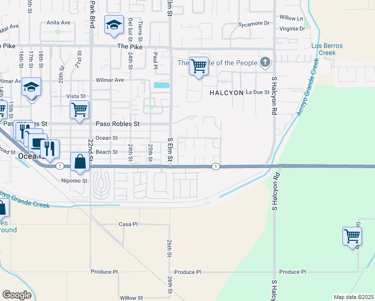 map of restaurants, bars, coffee shops, grocery stores, and more near 1995 Saint Nicks Place in Oceano