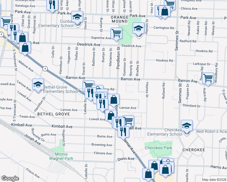 map of restaurants, bars, coffee shops, grocery stores, and more near 2774 Fizer Road in Memphis