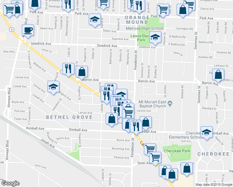 map of restaurants, bars, coffee shops, grocery stores, and more near 2688 Fizer Road in Memphis