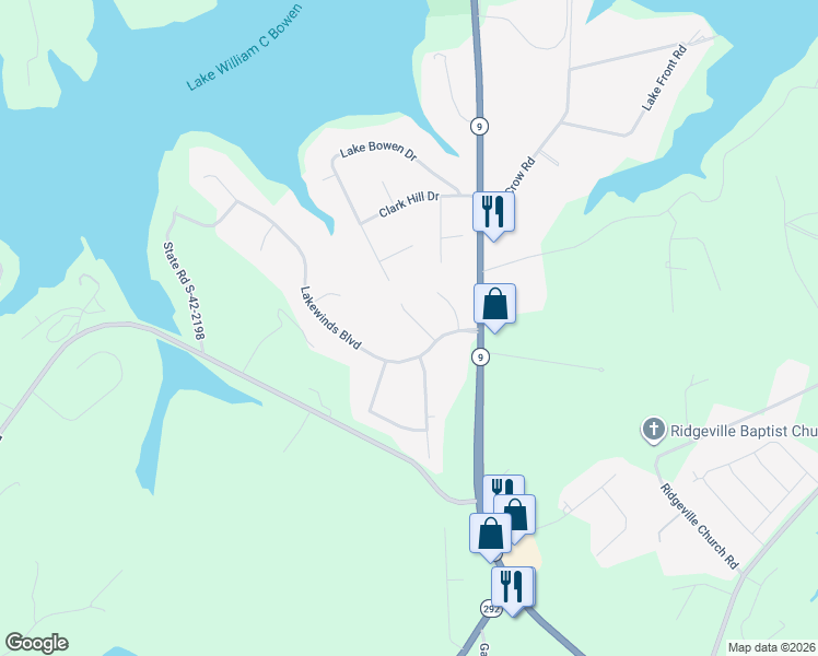 map of restaurants, bars, coffee shops, grocery stores, and more near 917 Still Spring Run in Inman