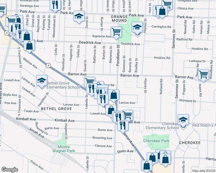map of restaurants, bars, coffee shops, grocery stores, and more near 2734 Fizer Road in Memphis