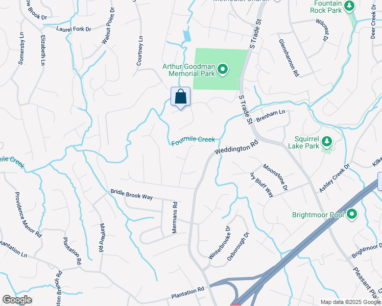 map of restaurants, bars, coffee shops, grocery stores, and more near 1927 Windlock Drive in Charlotte