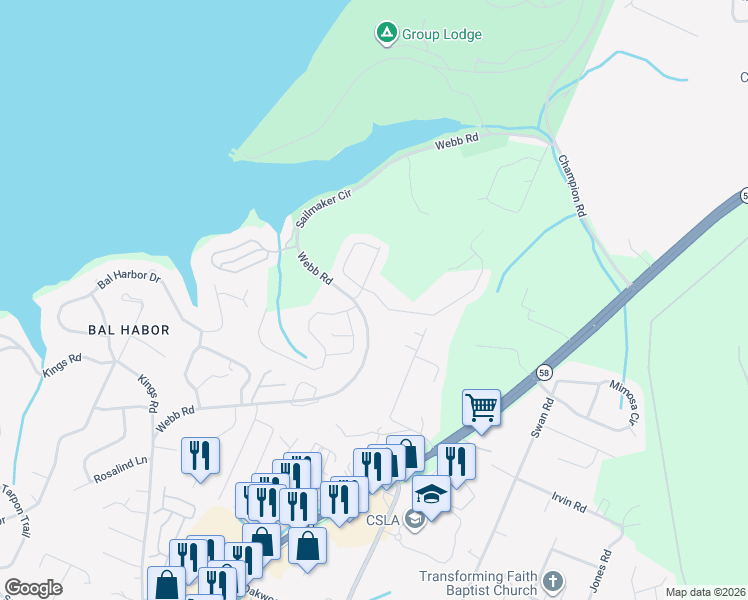 map of restaurants, bars, coffee shops, grocery stores, and more near 5010 Waterstone Drive in Chattanooga
