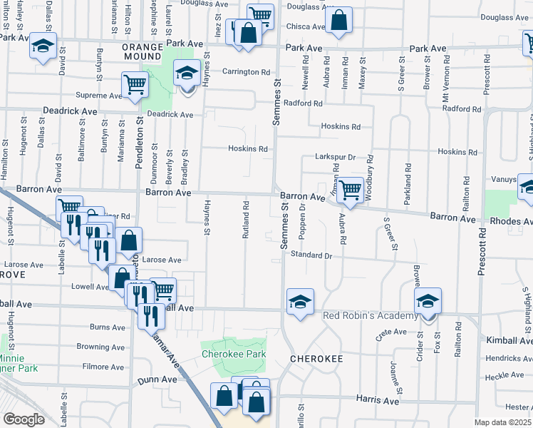 map of restaurants, bars, coffee shops, grocery stores, and more near 1175 Barron Court in Memphis
