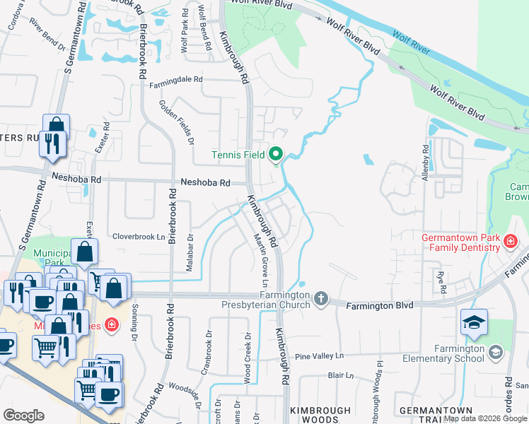 map of restaurants, bars, coffee shops, grocery stores, and more near 8147 Hunters Grove Lane in Germantown