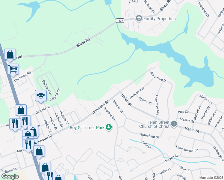 map of restaurants, bars, coffee shops, grocery stores, and more near 817 Anita Road in Fayetteville