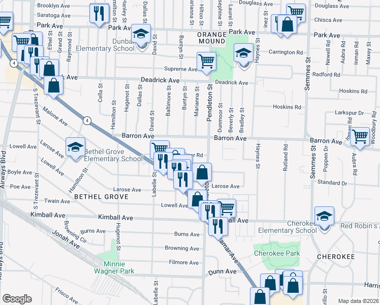 map of restaurants, bars, coffee shops, grocery stores, and more near 2734 Fizer Road in Memphis