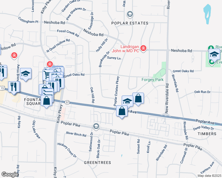 map of restaurants, bars, coffee shops, grocery stores, and more near 6922 Brookside Cove in Germantown
