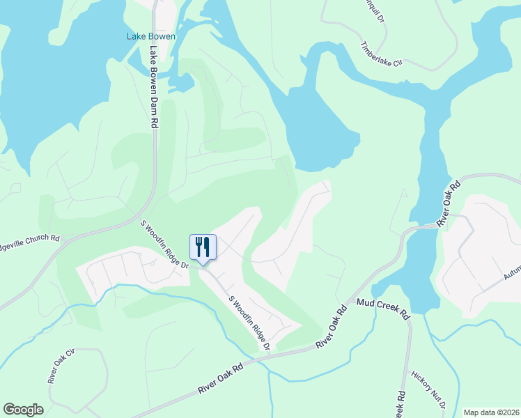 map of restaurants, bars, coffee shops, grocery stores, and more near 954 Tradition Lane in Inman