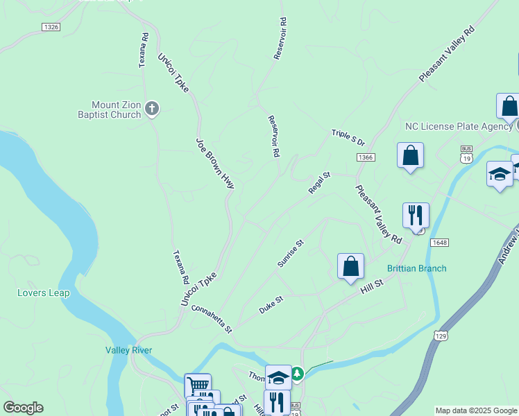 map of restaurants, bars, coffee shops, grocery stores, and more near 176 Reservoir Road in Murphy