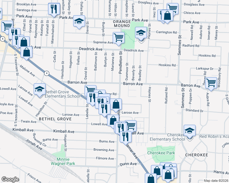map of restaurants, bars, coffee shops, grocery stores, and more near 2774 Fizer Road in Memphis
