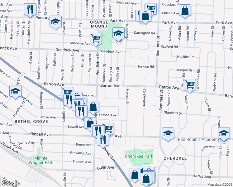 map of restaurants, bars, coffee shops, grocery stores, and more near 1163 Bradley Street in Memphis