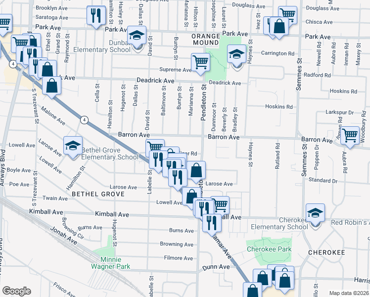 map of restaurants, bars, coffee shops, grocery stores, and more near 2734 Fizer Road in Memphis