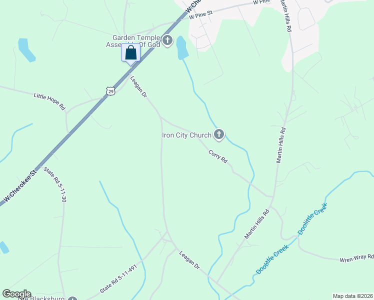 map of restaurants, bars, coffee shops, grocery stores, and more near 152 Corry Rd in Blacksburg
