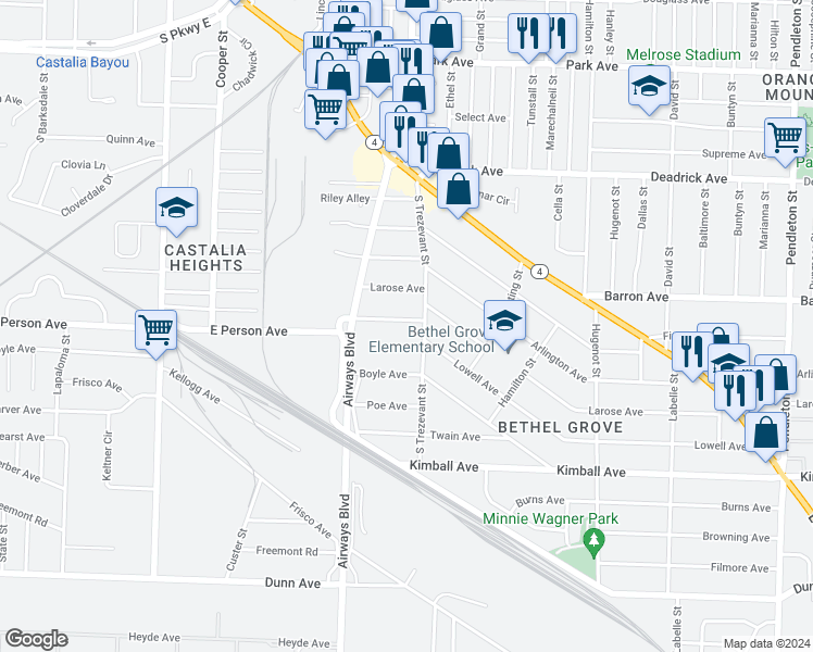 map of restaurants, bars, coffee shops, grocery stores, and more near 2341 Lowell Avenue in Memphis