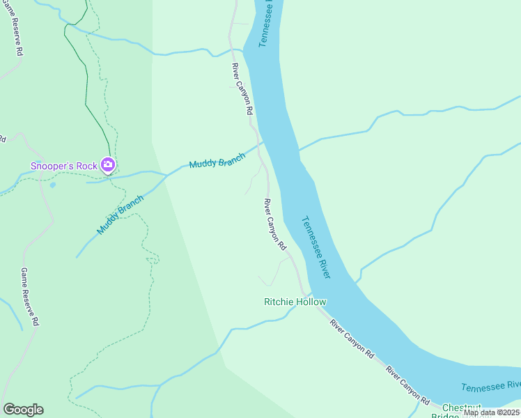map of restaurants, bars, coffee shops, grocery stores, and more near 19082 River Canyon Road in Chattanooga