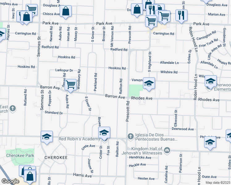 map of restaurants, bars, coffee shops, grocery stores, and more near 1161 Railton Road in Memphis