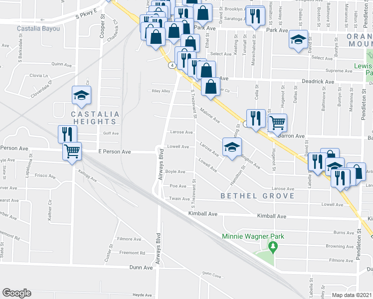 map of restaurants, bars, coffee shops, grocery stores, and more near 2341 Lowell Avenue in Memphis
