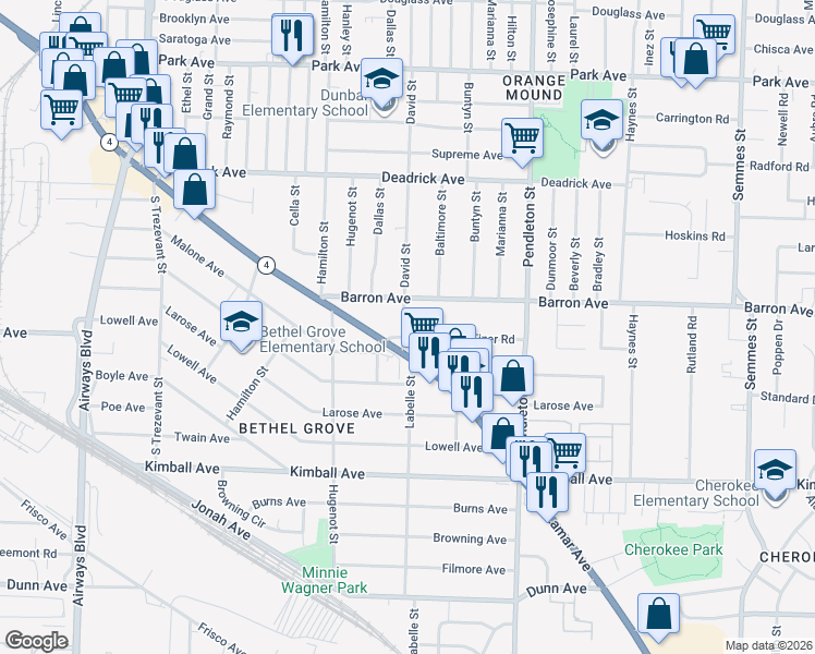 map of restaurants, bars, coffee shops, grocery stores, and more near 2638 Fizer Road in Memphis